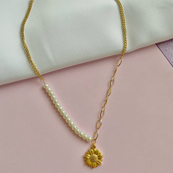 Collar Girasol y perlas