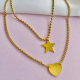 Collar doble Estrella corazón