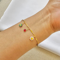 Pulsera florecitas colgantes